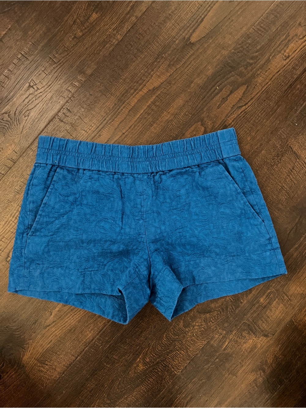 J. Crew Textured cotton Royal Blue High-Waist Casual Shorts